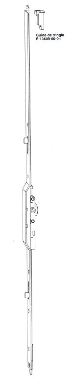 Crémone bidirectionelle F7.5 recoupable en partie haute à galets et pênes tringles