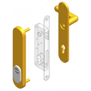 Garnitures de sécurité pour cylindre profil européen béquille intérieure + plaque borgne extérieure